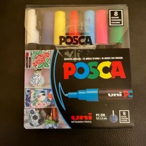 Uni Posca Water-Based Paint Marker Set - 8 Assorted Colors